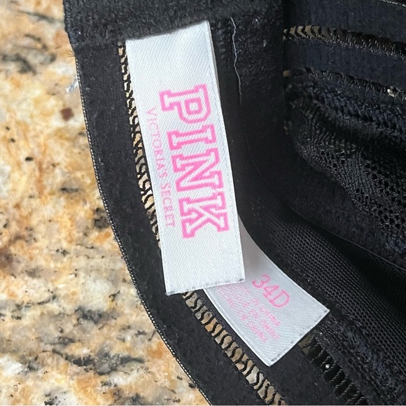 Victoria Secret Bra Black Lace Straps Wired 34D Womens Goth Beach - Picture 6 of 7